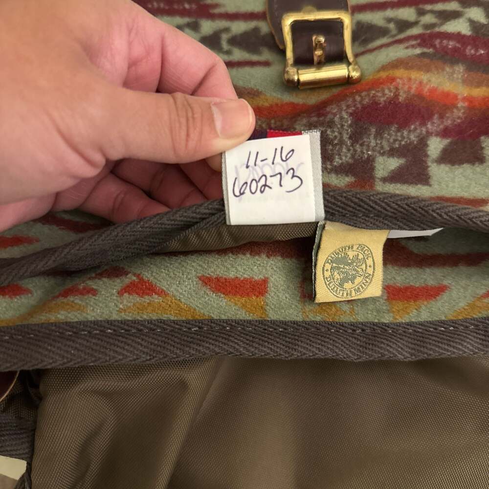 Duluth Pack Wool and Leather Aztec Pattern Shell … - image 6